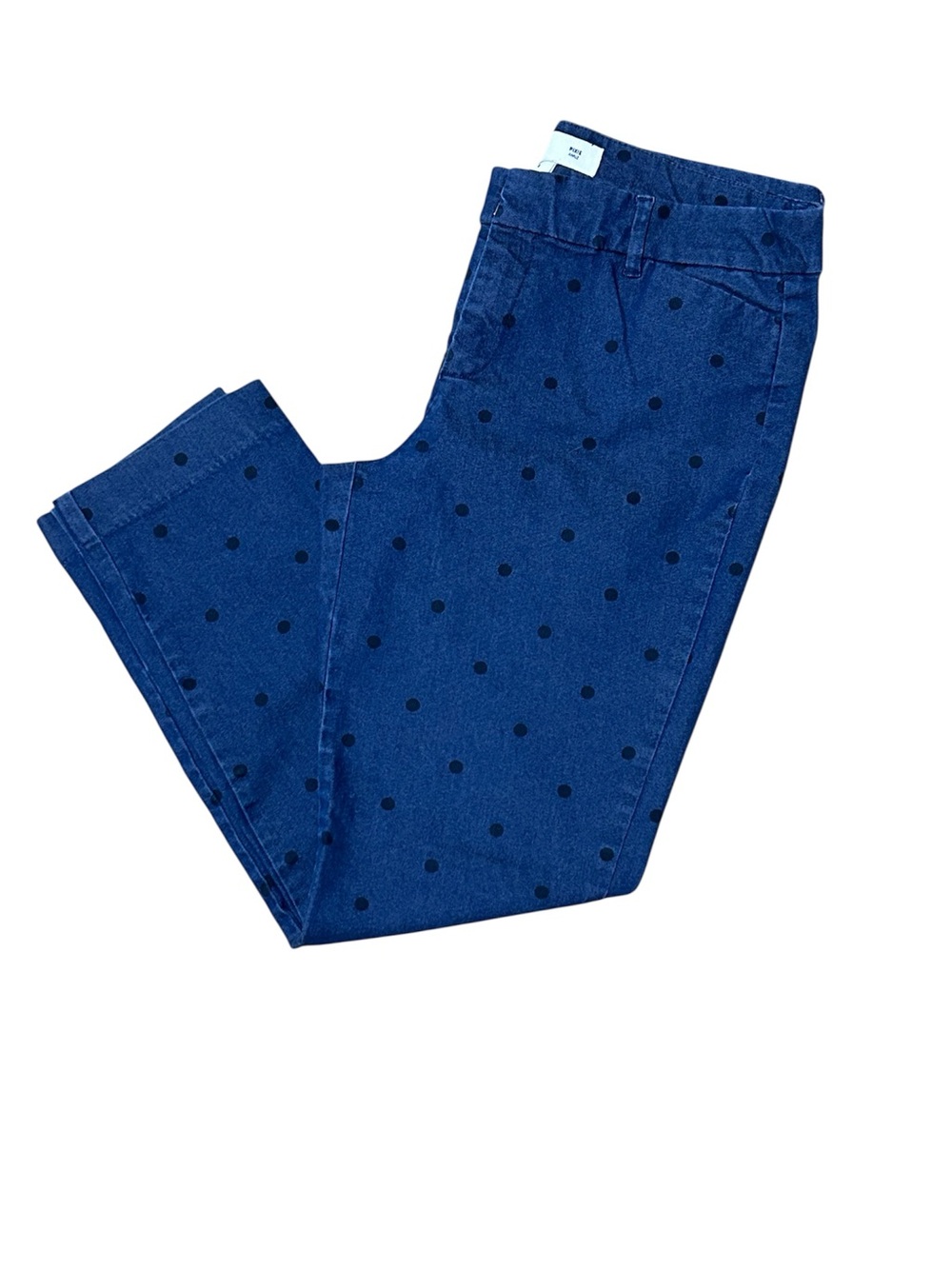 Old Navy Pixie Ankle Pants Blue Polka Dot Skinny Chino Size 8 Cotton Blend
